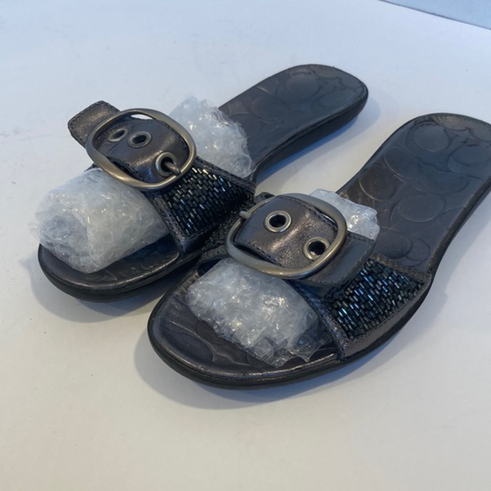 Coach Silver Sandals with buckles and beads 8.5 M
